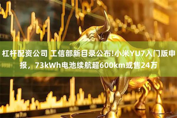 杠杆配资公司 工信部新目录公布!小米YU7入门版申报，73kWh电池续航超600km或售24万