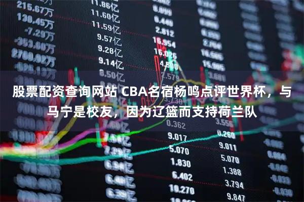 股票配资查询网站 CBA名宿杨鸣点评世界杯，与马宁是校友，因为辽篮而支持荷兰队